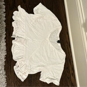 Target Wild Fable, Size M, white v-neck with wide bottom and ruffles.